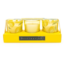 Load image into Gallery viewer, Sicilian Orchard Set of 3 Mini Votives with Sicilian Lemon Grove Scent
