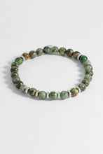 Load image into Gallery viewer, Men&#39;s Gemstone Beaded Bracelet Stainless Steel, Green Moss Agate *Waterproof*
