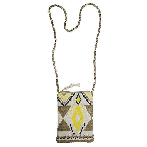 Lemon & Taupe Aztec Mobile Phone Celly Bag