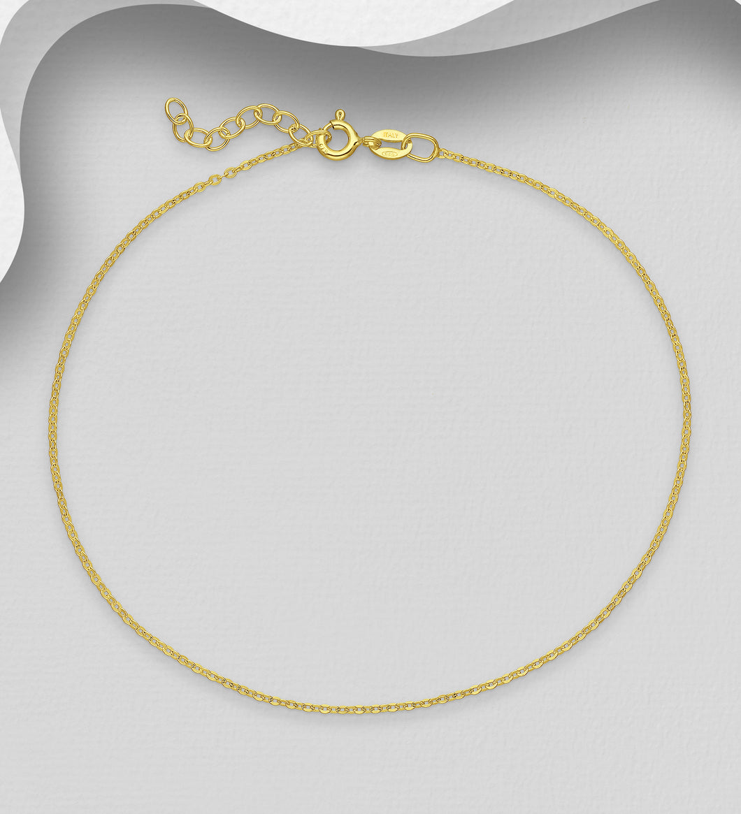 Sterling Silver 18K Plate Chain Anklet