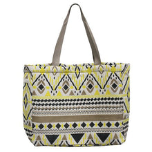 Load image into Gallery viewer, Lemon &amp; Taupe Aztec Tote Shopper Bag
