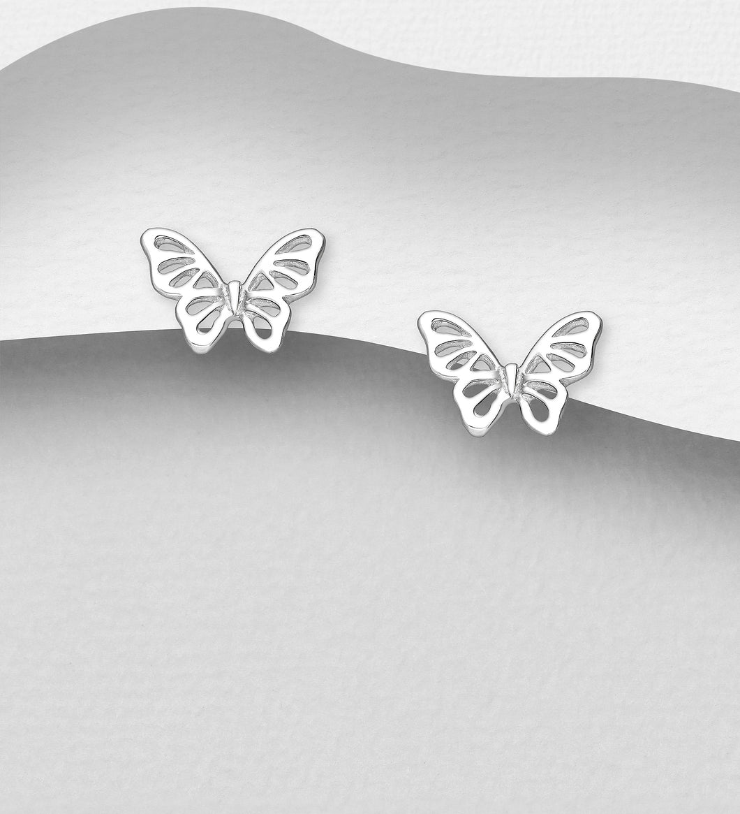 Sterling Silver Butterfly Stud Earrings