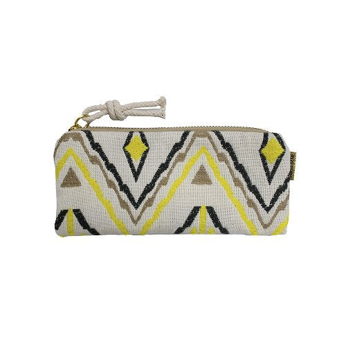 Lemon & Taupe Aztec Pencil Case Make Up Pouch