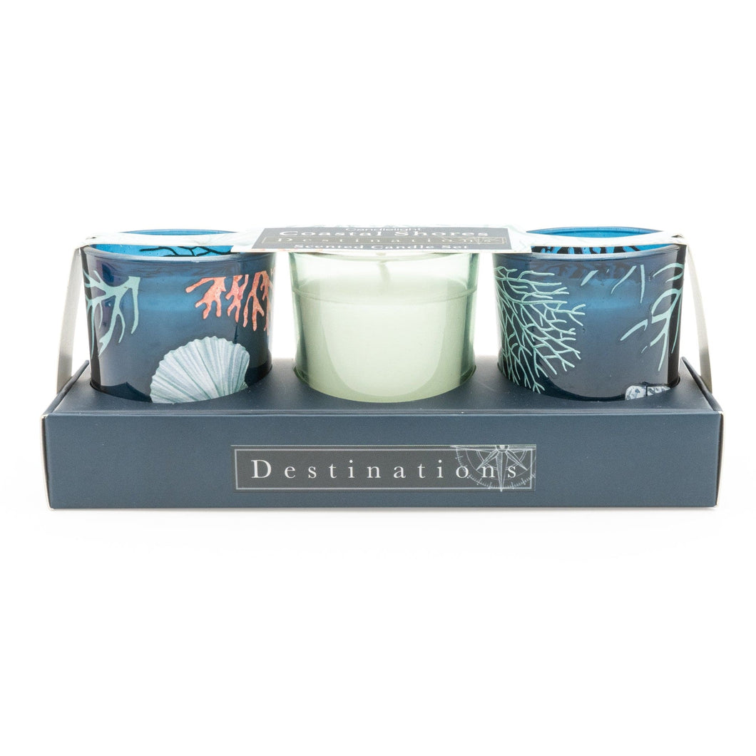 Coastal Shores Set of 3 Mini Votives with Sea Salt Scent