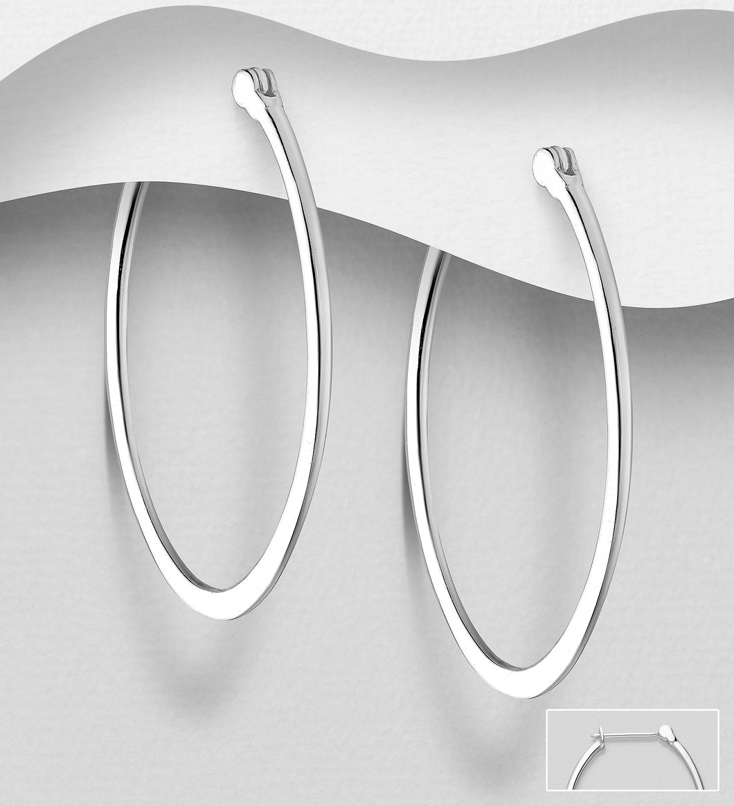 Sterling Silver Oval Hoop Earrings