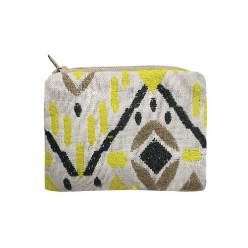 Lemon & Taupe Aztec Coin Purse