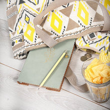 Load image into Gallery viewer, Lemon &amp; Taupe Aztec Tote Shopper Bag
