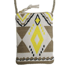 Load image into Gallery viewer, Lemon &amp; Taupe Aztec Mobile Phone Celly Bag
