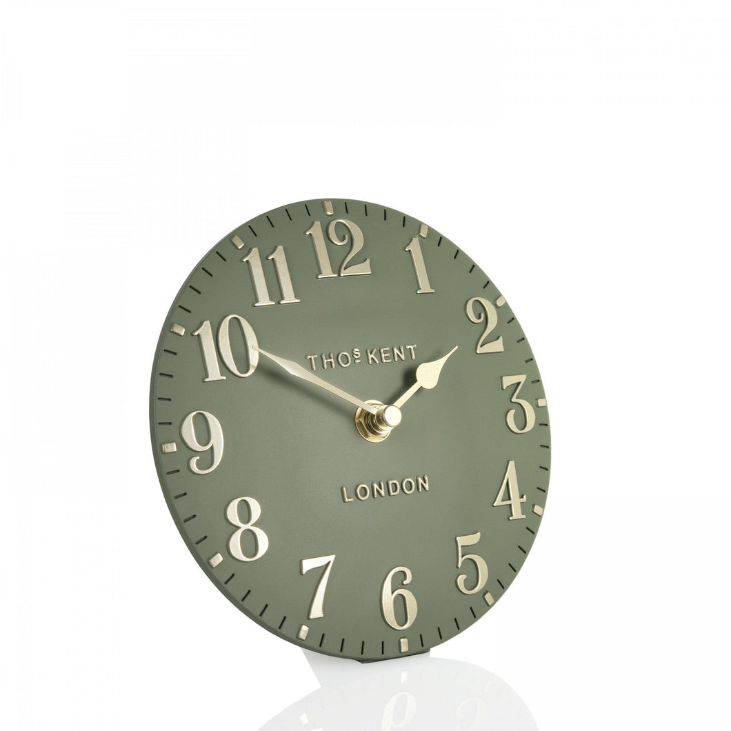 Thomas Kent 6” Arabic Mantel Clock Lichen Green