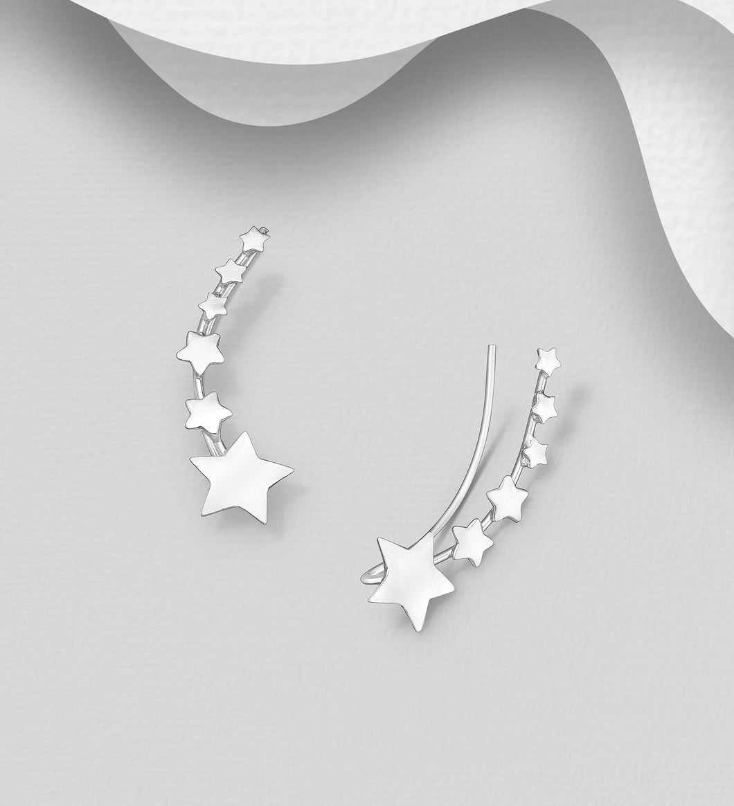 Sterling Silver Star Ear Pins