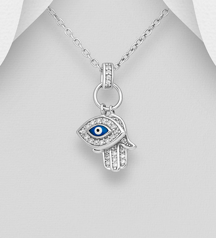 Sterling Silver Hamsa Talisman Pendant