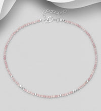 Load image into Gallery viewer, Well-being LOVE Anklet Rose Quartz &amp; Sterling Silver
