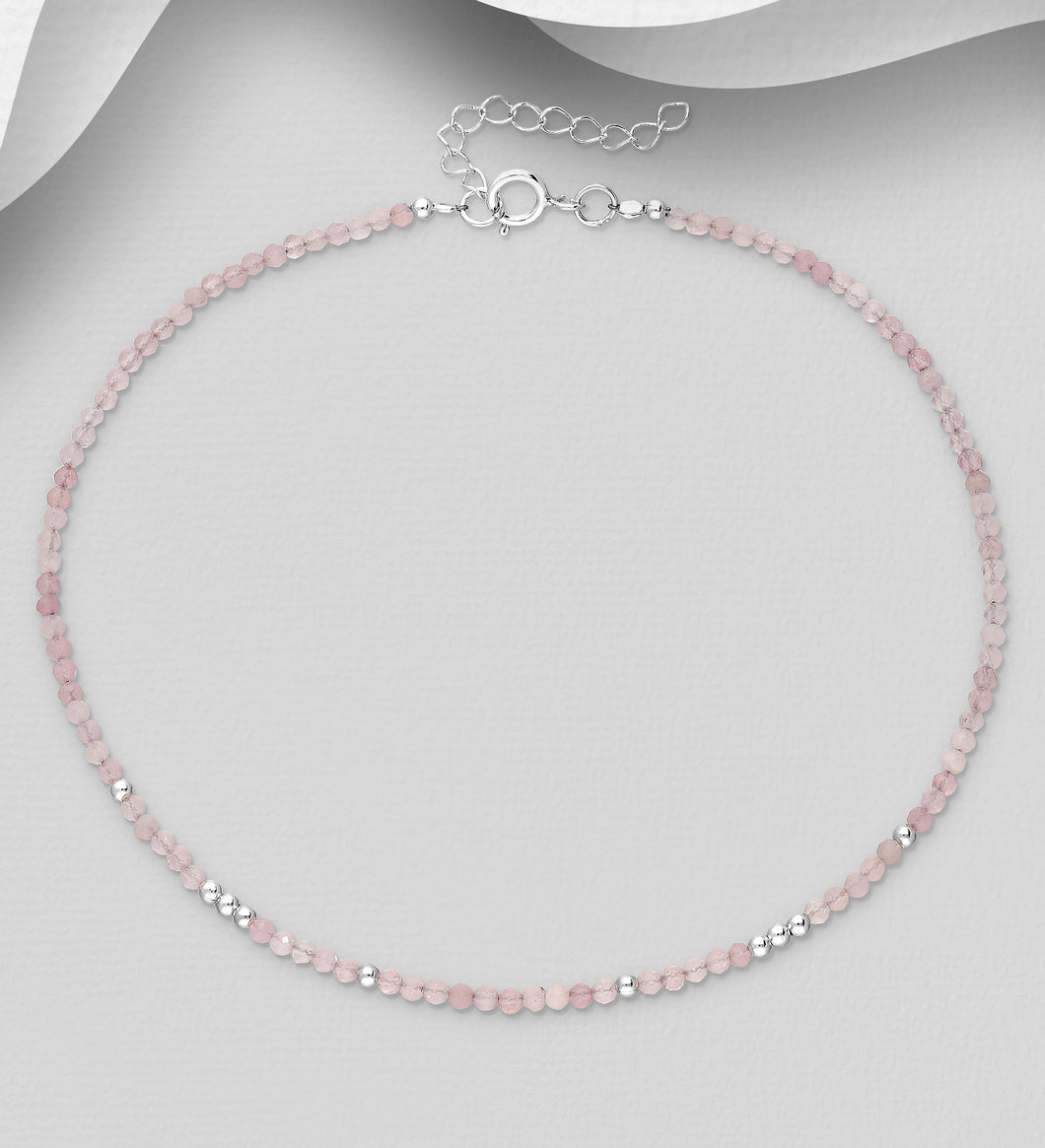 Well-being LOVE Anklet Rose Quartz & Sterling Silver
