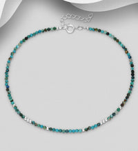 Load image into Gallery viewer, Well-being TRANQUILITY Anklet Chrysocolla &amp; Sterling Silver
