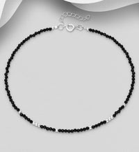 Load image into Gallery viewer, Well-being EMPOWERMENT Anklet Black Spinel &amp; Sterling Silver
