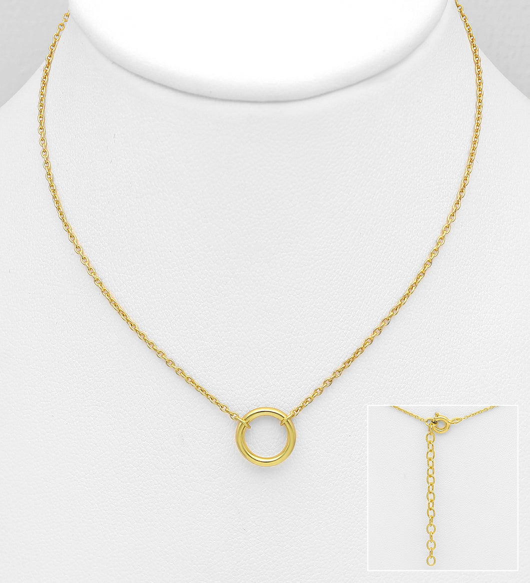 Sterling Silver with 18K Gold Plate Eternal Circle Necklace