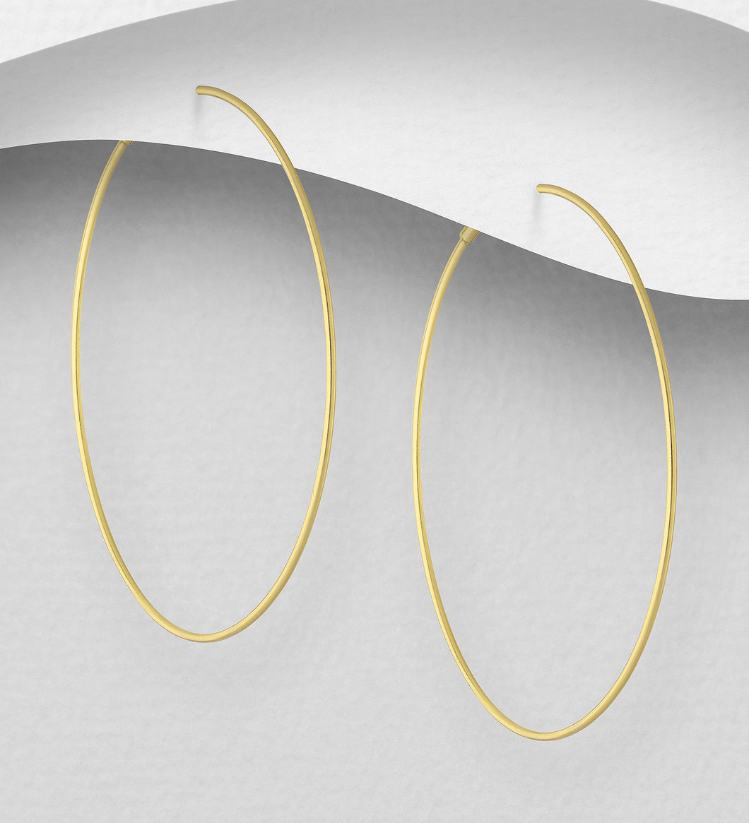 Sterling Silver with 18K Gold Plate Large Hoop Earrings