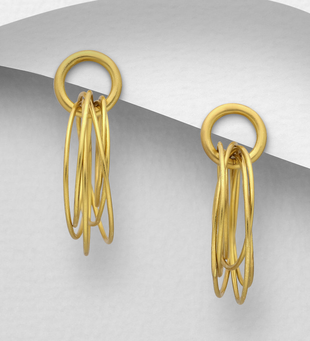 Sterling Silver with 18K Gold Plate Multi Ring Earrings