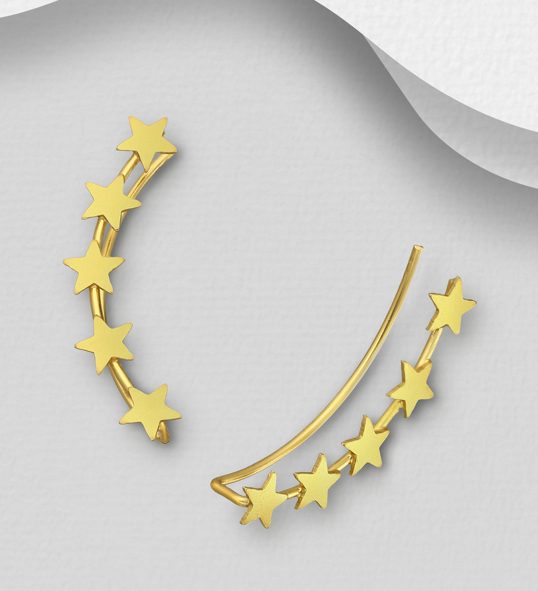 Sterling Silver with 18K Gold Plate Star Earpins