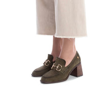 Load image into Gallery viewer, Carmela Suede Khaki Heeled Loafer
