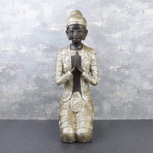 Load image into Gallery viewer, Large Praying Buddha Ornament Black and Silver 58cm
