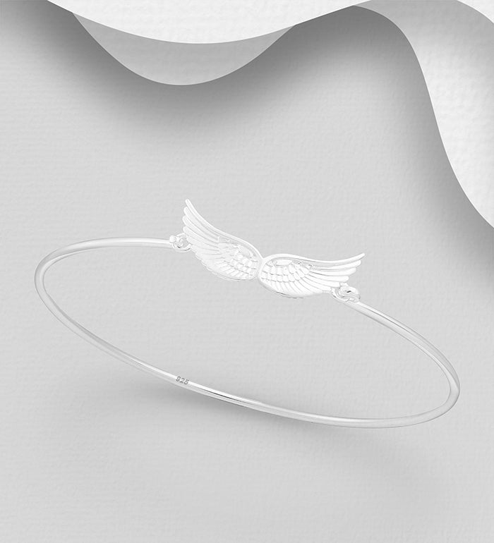 Sterling Silver Angel Wings Bangle