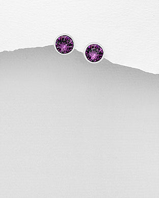 amethyst stud earrings, gifts for ladies, gifts for girls, gifts for the wife, silver jewellery gifts, small silver jewellery gifts