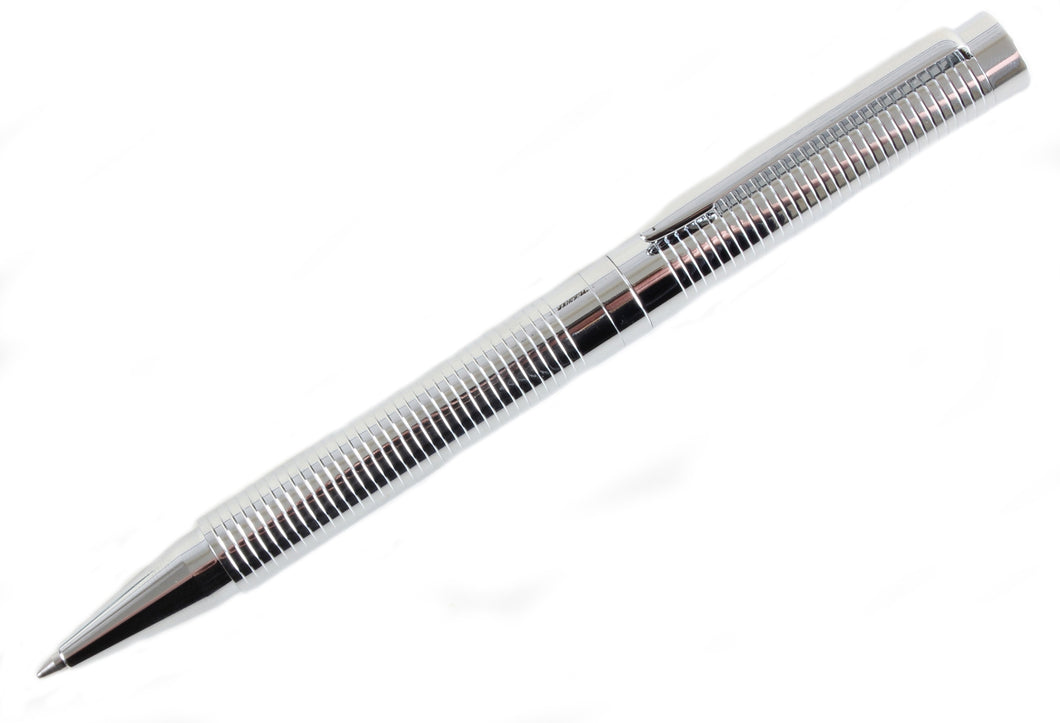 Chrome Ribbed Ball Point Pen