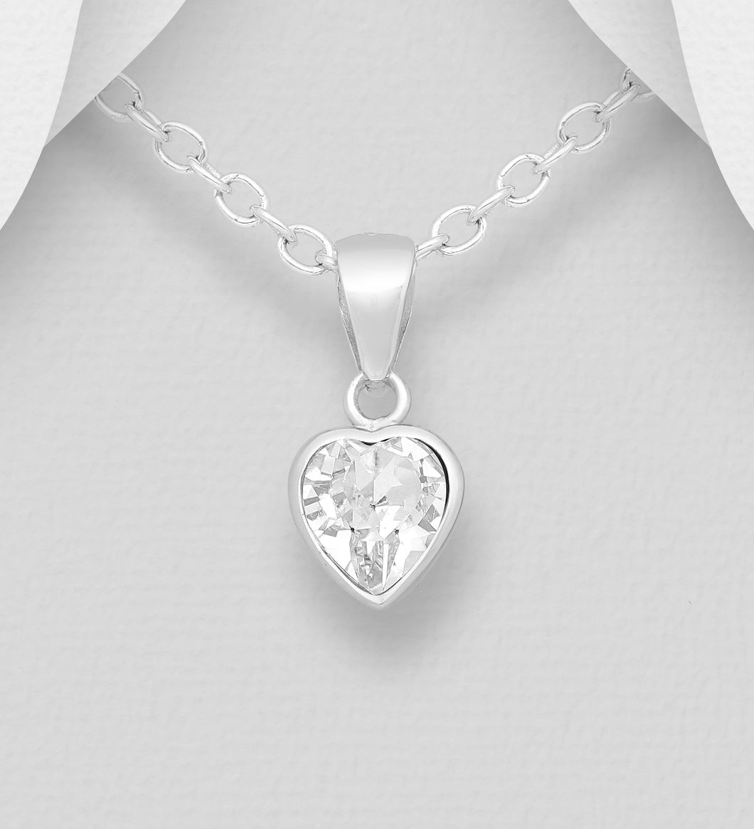 Sterling Silver Petits CZ Heart Pendant