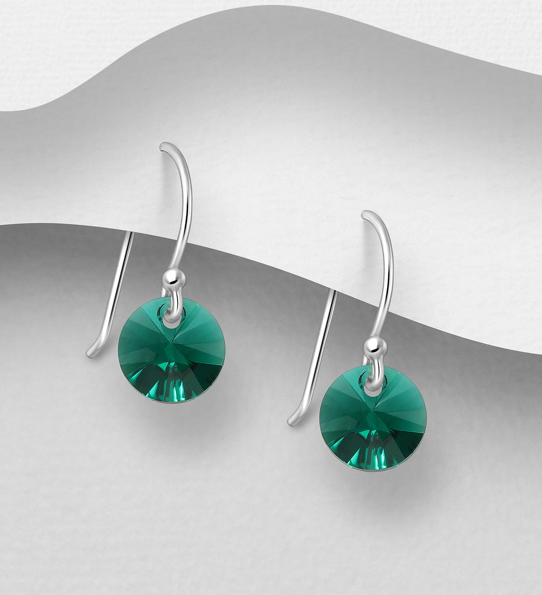 Sterling Silver Petits Emerald Crystal Drop Earrings