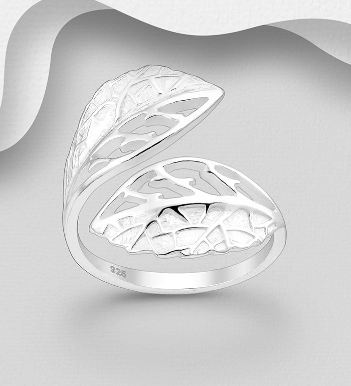 Sterling Silver Adjustable Leaf Ring