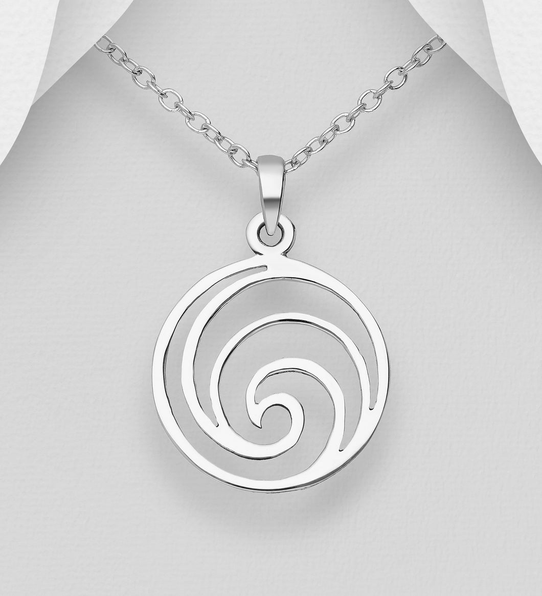 Silver Swirl Pendant with Chain