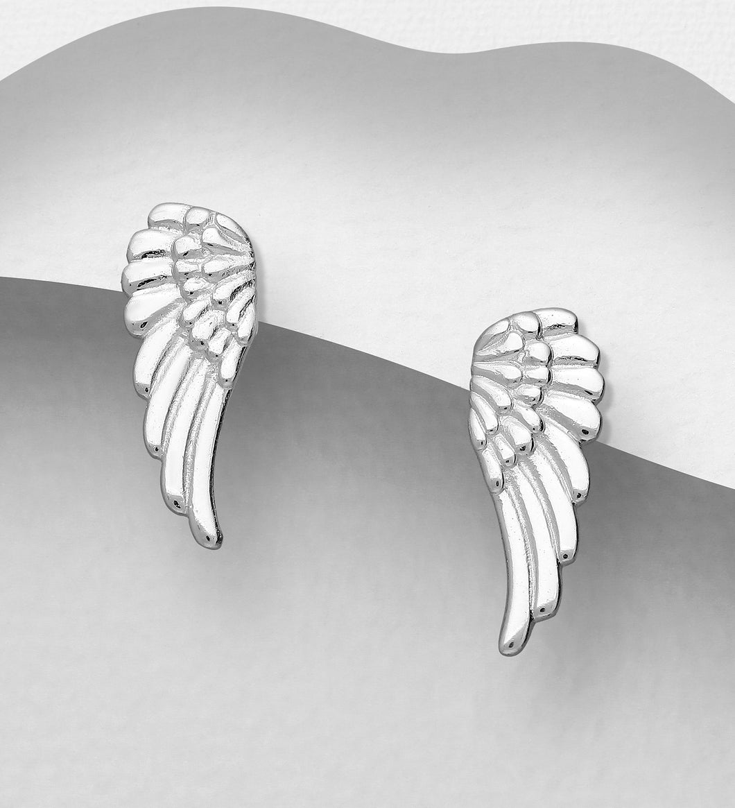 Sterling Silver Angel Wings Stud Earring