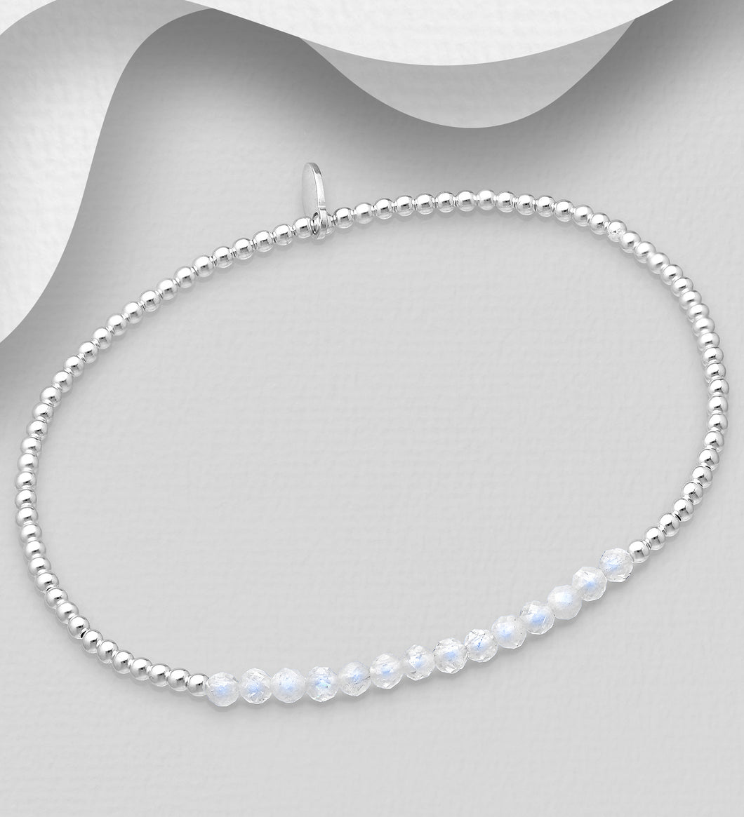 Silver Stretch Bracelet with Moonstone