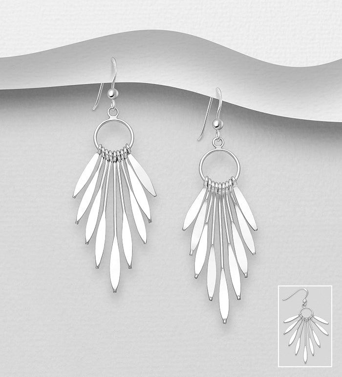 Sterling Silver Tribal Drop Earrings
