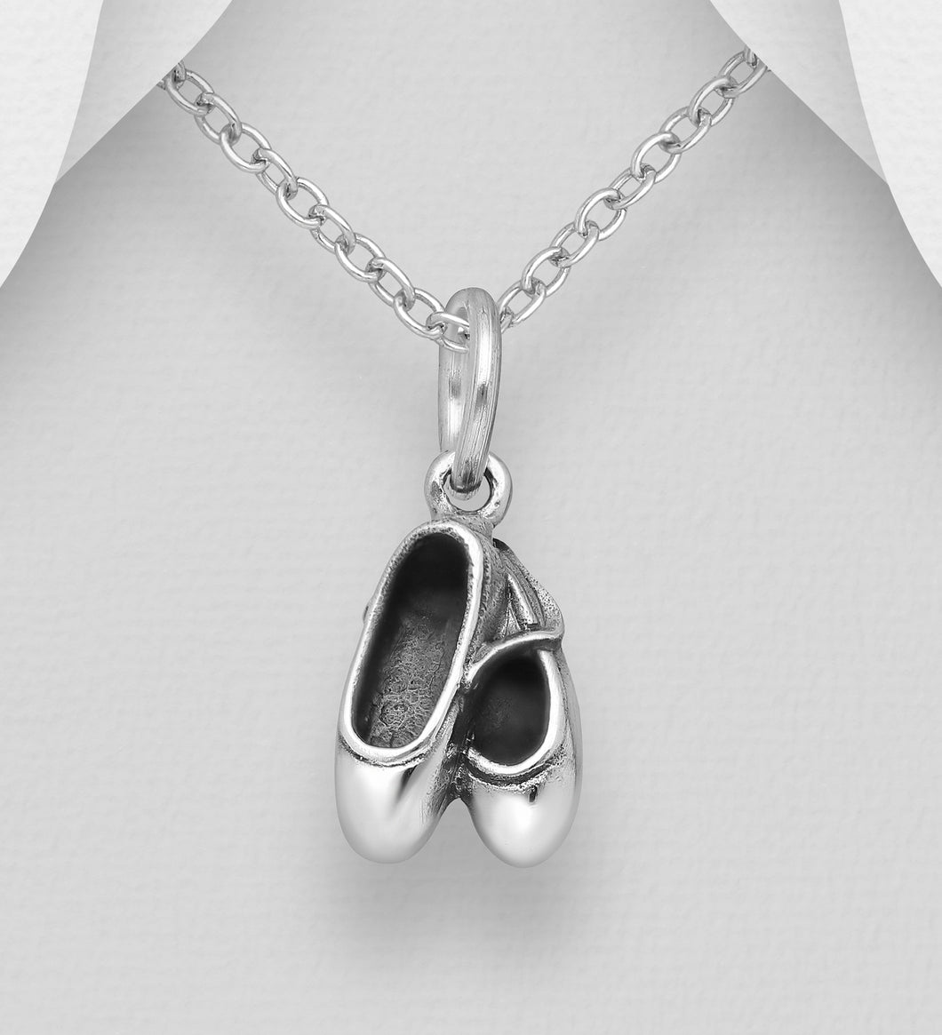 Sterling Silver Petits Ballet Slippers Pendant Necklace