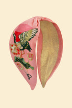 Load image into Gallery viewer, Crane at Sunrise Satin Embroidered Headband in Petal
