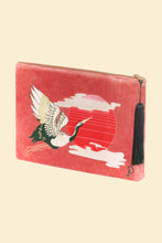 Load image into Gallery viewer, Crane at Sunrise Velvet Zip Pouch
