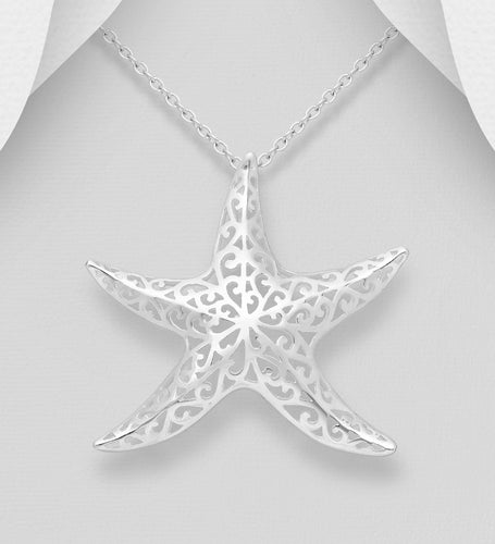 starfish silver necklace, ocean necklaces for ladies, valentines gift ideas 2023, valentines gifts silver